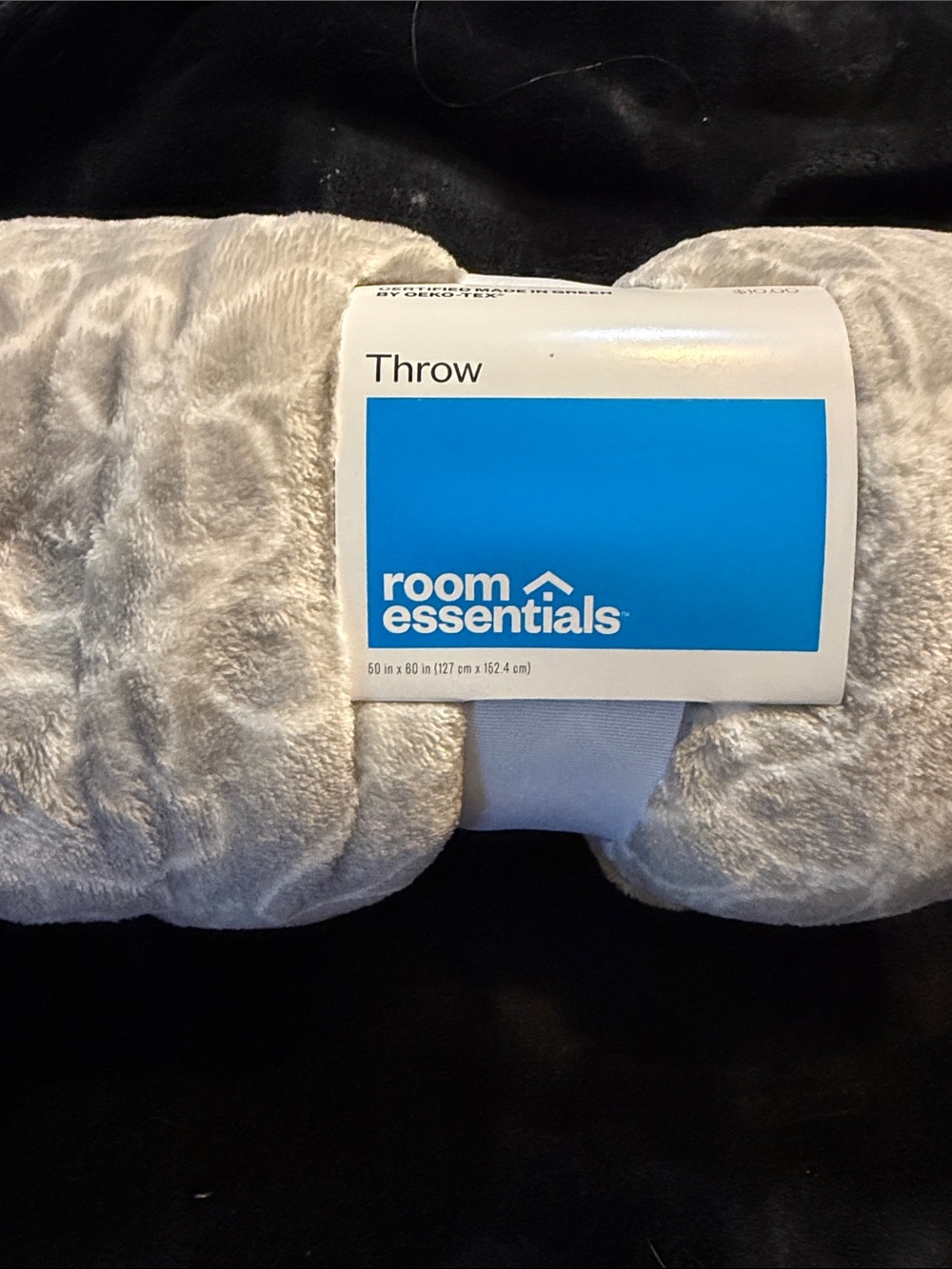 Room Essentials Plush Throw Blanket - Gray Cream